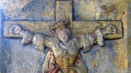 Morový sloup Nejsvětější Trojice Vesec u Sobotky reliéf sv. Starosta